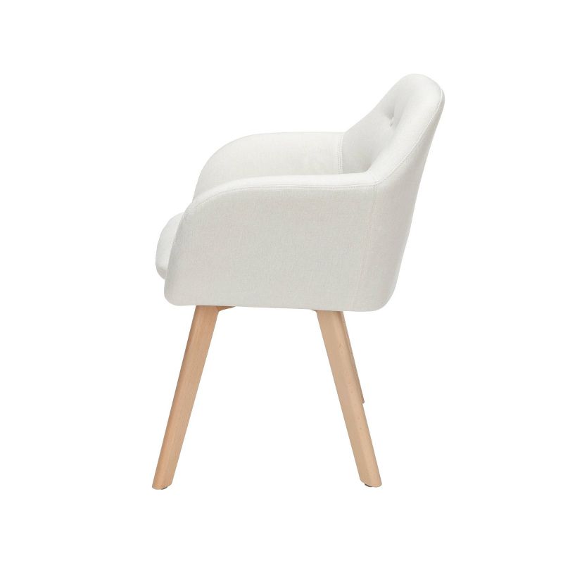 Set of 2 Tufted Fabric Mid-Century Modern Accent Chair with Arms Dining Chair Solid Beechwood Legs Beige - OFM