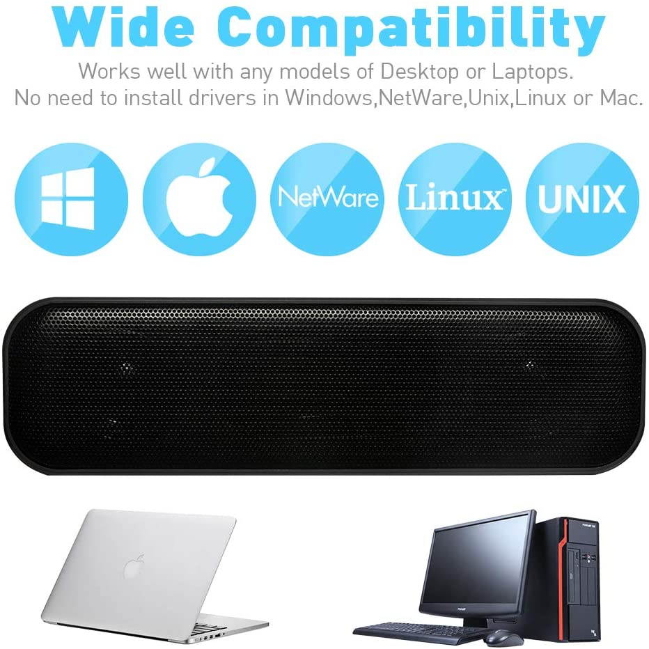 Computer Speaker,USB Powered Speaker for Desktop,Windows PCs,Laptop. Portable Mini Sound bar-Plug and Play