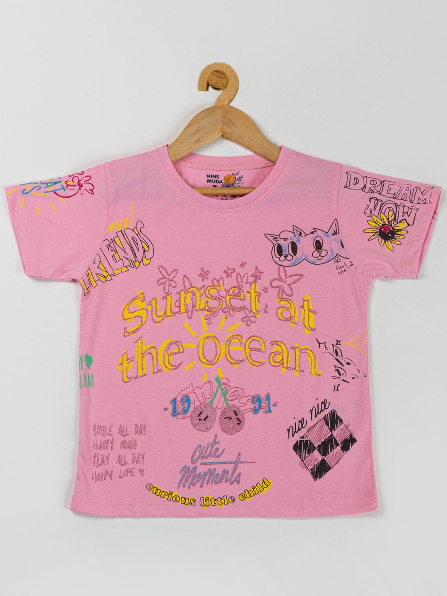 NINS MODA Kids Pink Printed Top