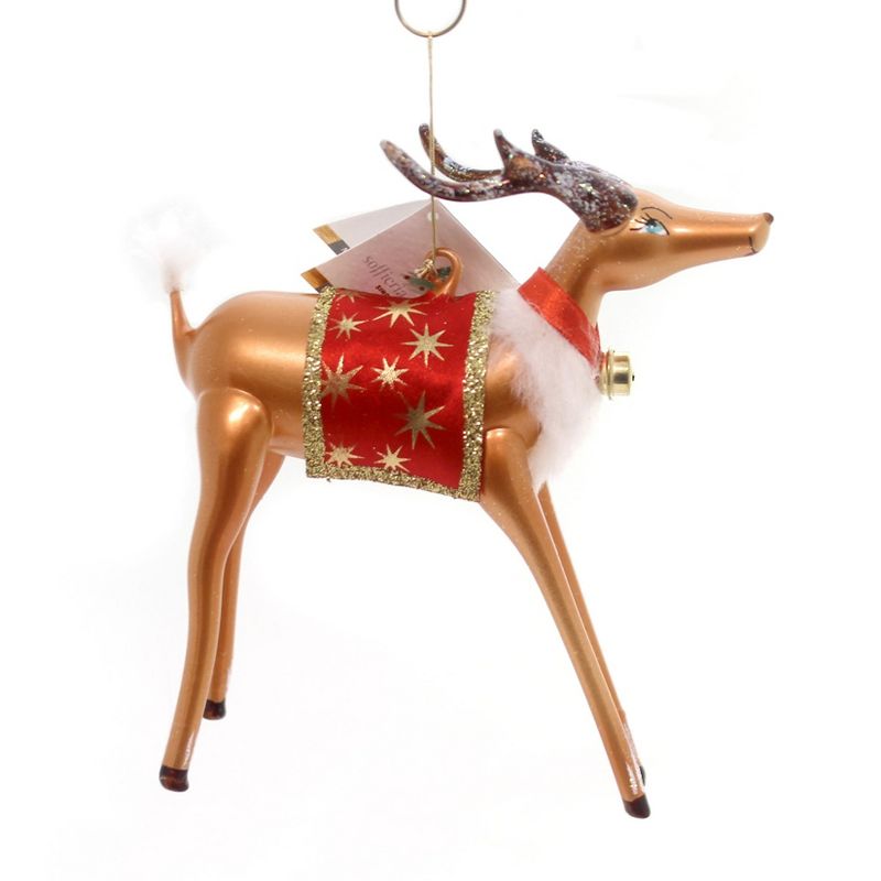 Italian Ornaments 5.5" Reindeer W/Saddle Italian Hand Painted  -  Tree Ornaments
