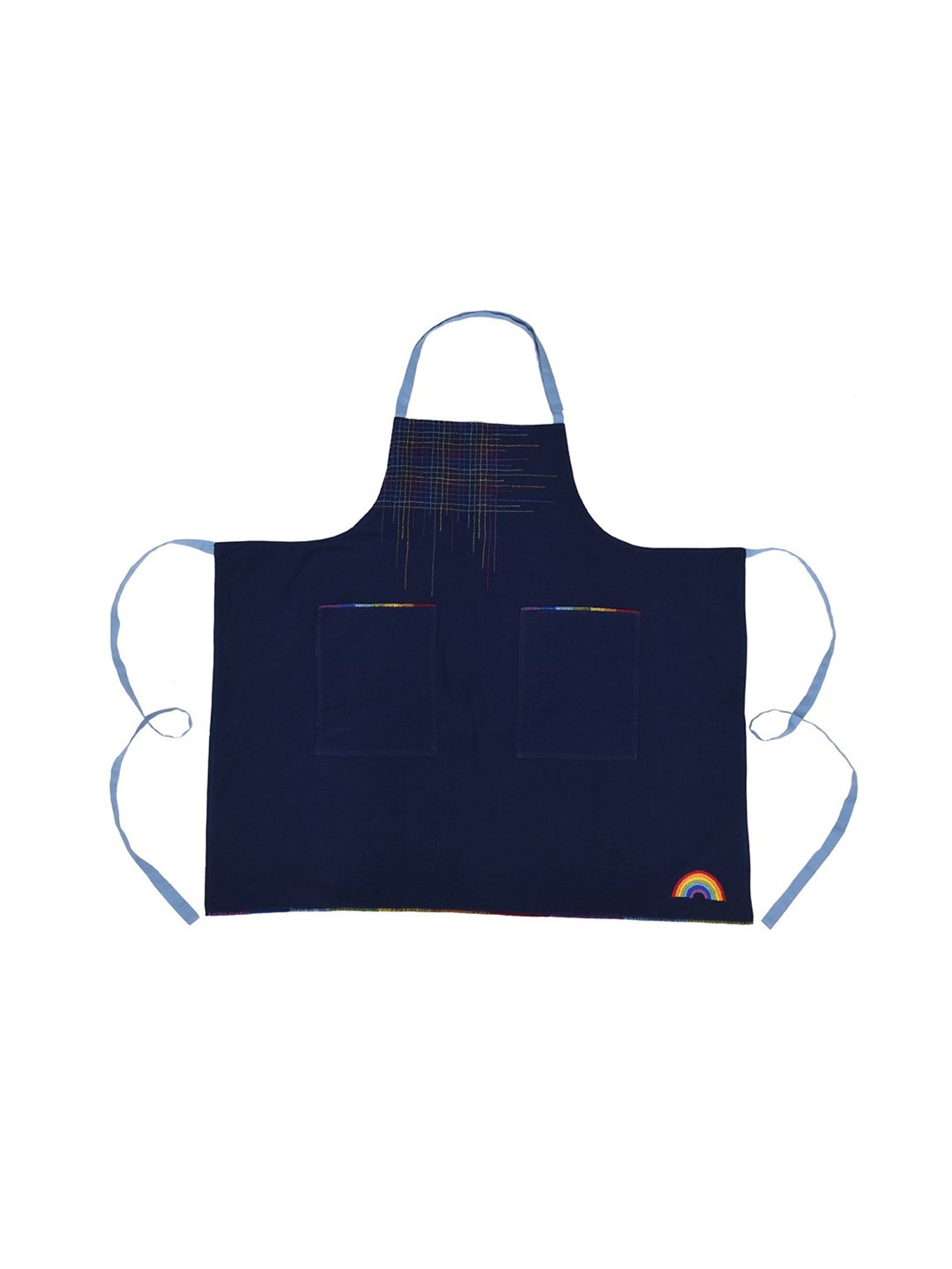 Okhai Tikhat Navy Hand Embroidered Pure Cotton Mens Apron - Set of 1