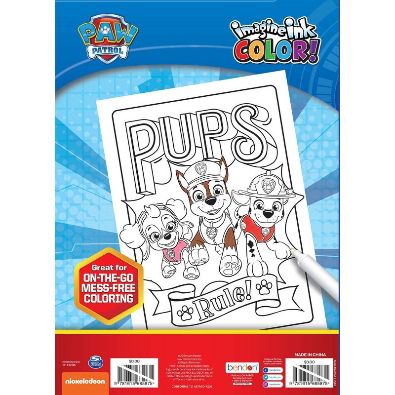 Paw Patrol Imagine Ink Coloring Book with Mess-Free Magic Ink Markers - Bendon