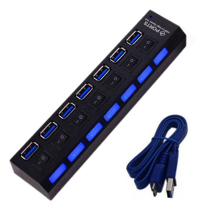Tekit 7 Port USB 3.0 HUB ,High Speed USB3.0 HUB with Individual Power Switches and LEDs