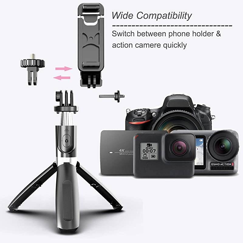Stick Tripod with Wireless Bluetooth Remote 3 in 1 Detachable Tripod Stick for iPhone 1111 Pro MaxXXRXSXS MAX87Galaxy S10S9 PlusS8 PlusNote 108