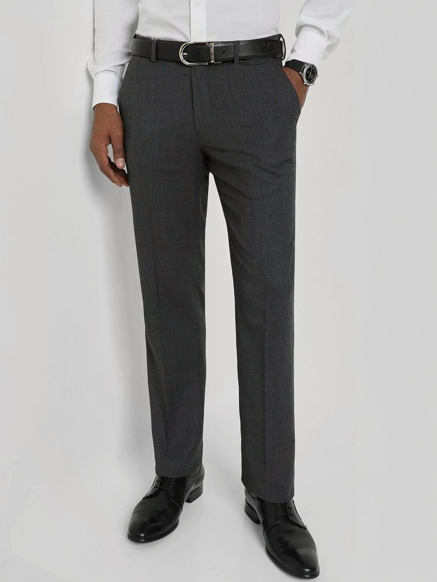Allen Solly Grey Slim Fit Texture Trousers