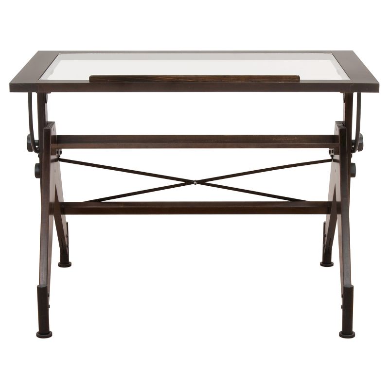 Aries Glass Top Table Dark - Walnut/Black