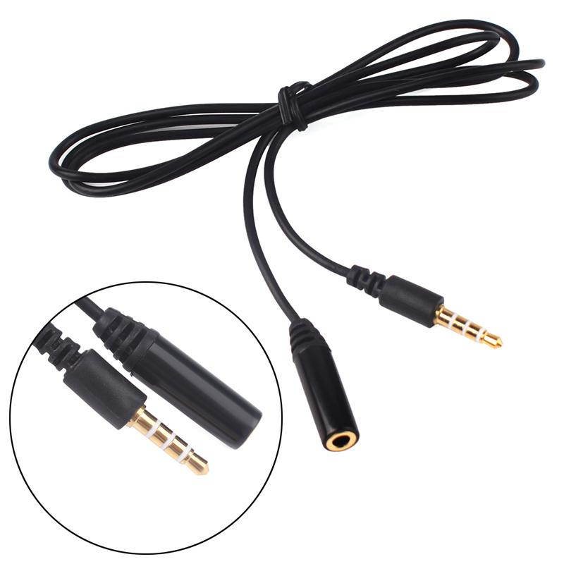 White 1M 3.5mm Male to Female 4 Pole Jack Stereo Audio Headphone Extension Cable #02
