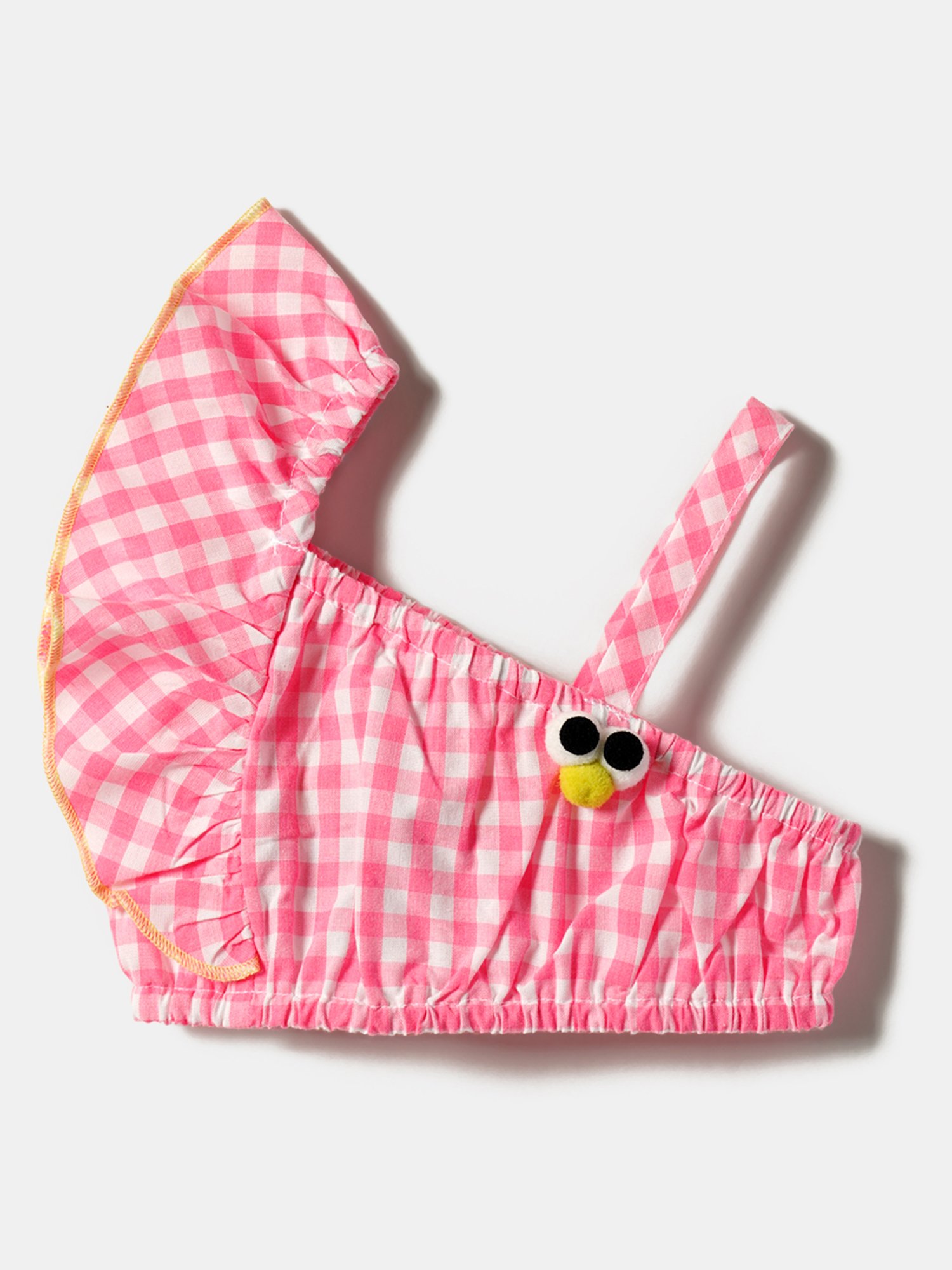 Nauti Nati Kids Pink & White Checks Crop Top with Shorts