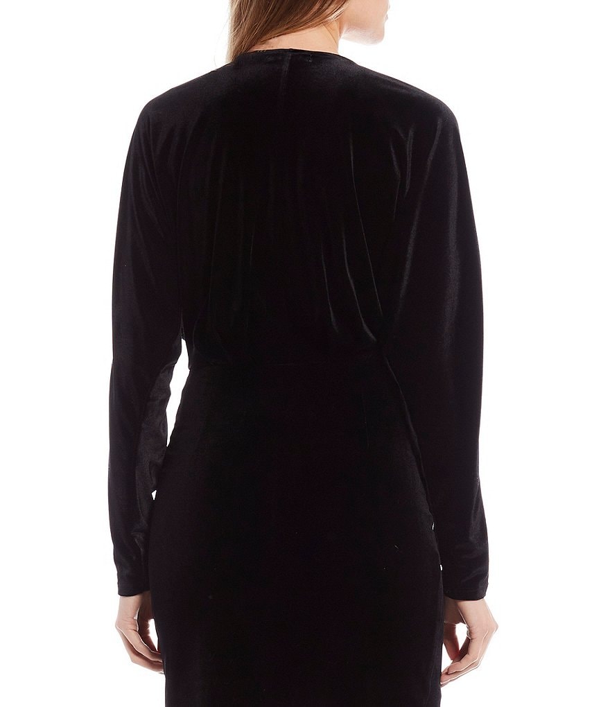 Blondie Nites High-Neck Shimmering Metallic Sheath Dress