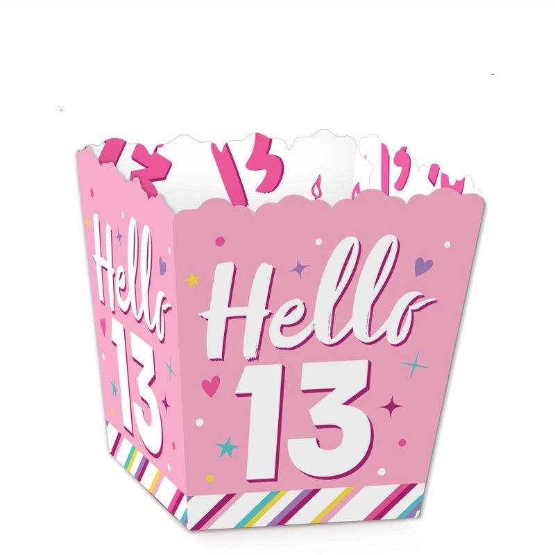 Big Dot of Happiness Girl 13th Birthday - Party Mini Favor Boxes - Official Teenager Birthday Party Treat Candy Boxes - Set of 12