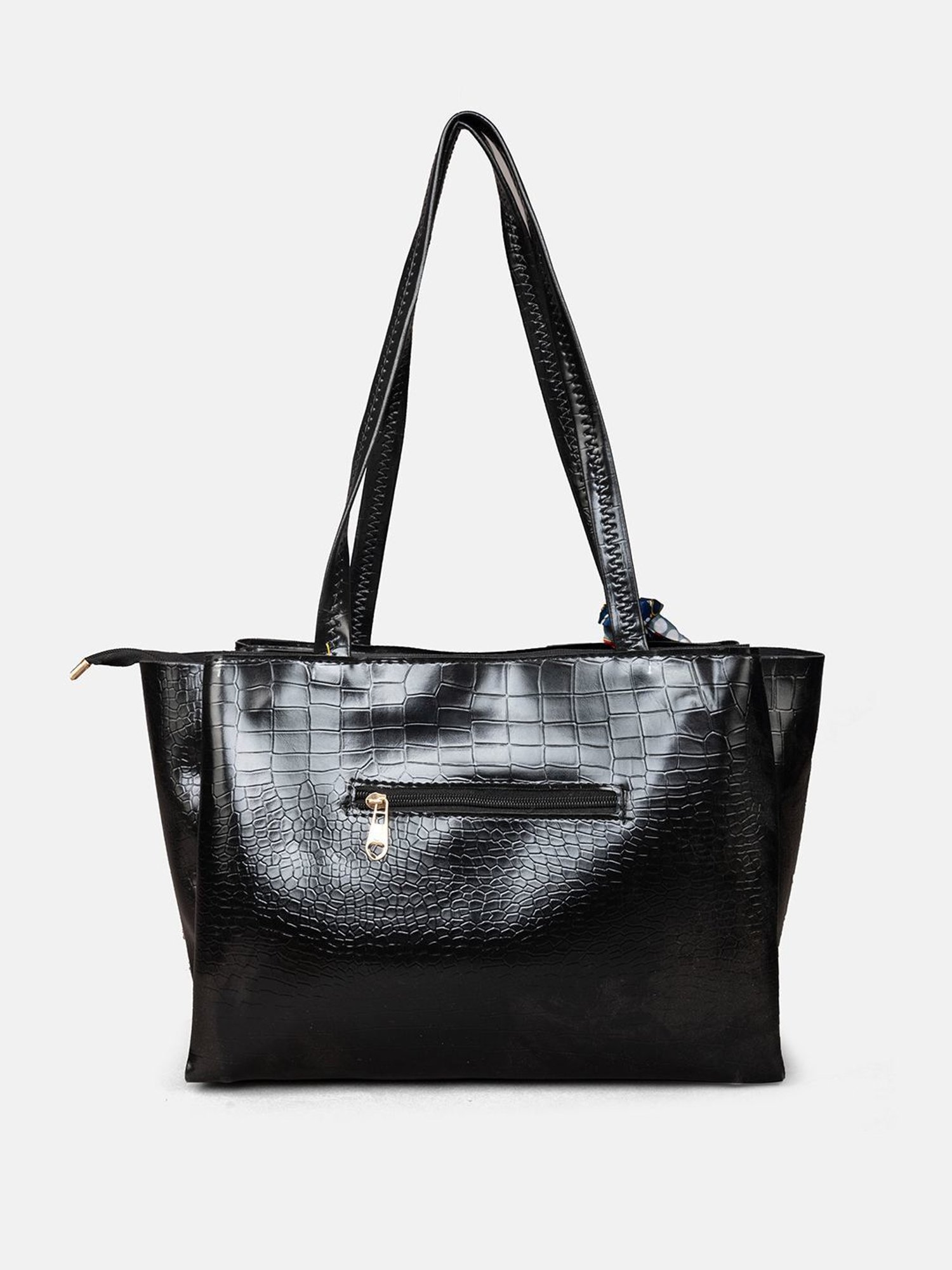 Gaurapakhi Black Textured Large Tote Bag