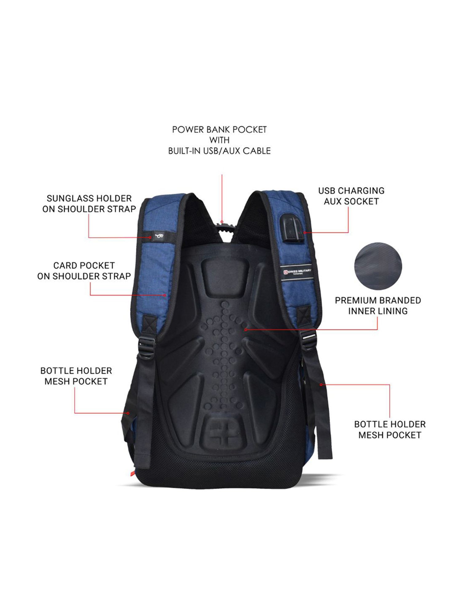 Swiss Military Navy Blue Backpack - 32 Ltrs