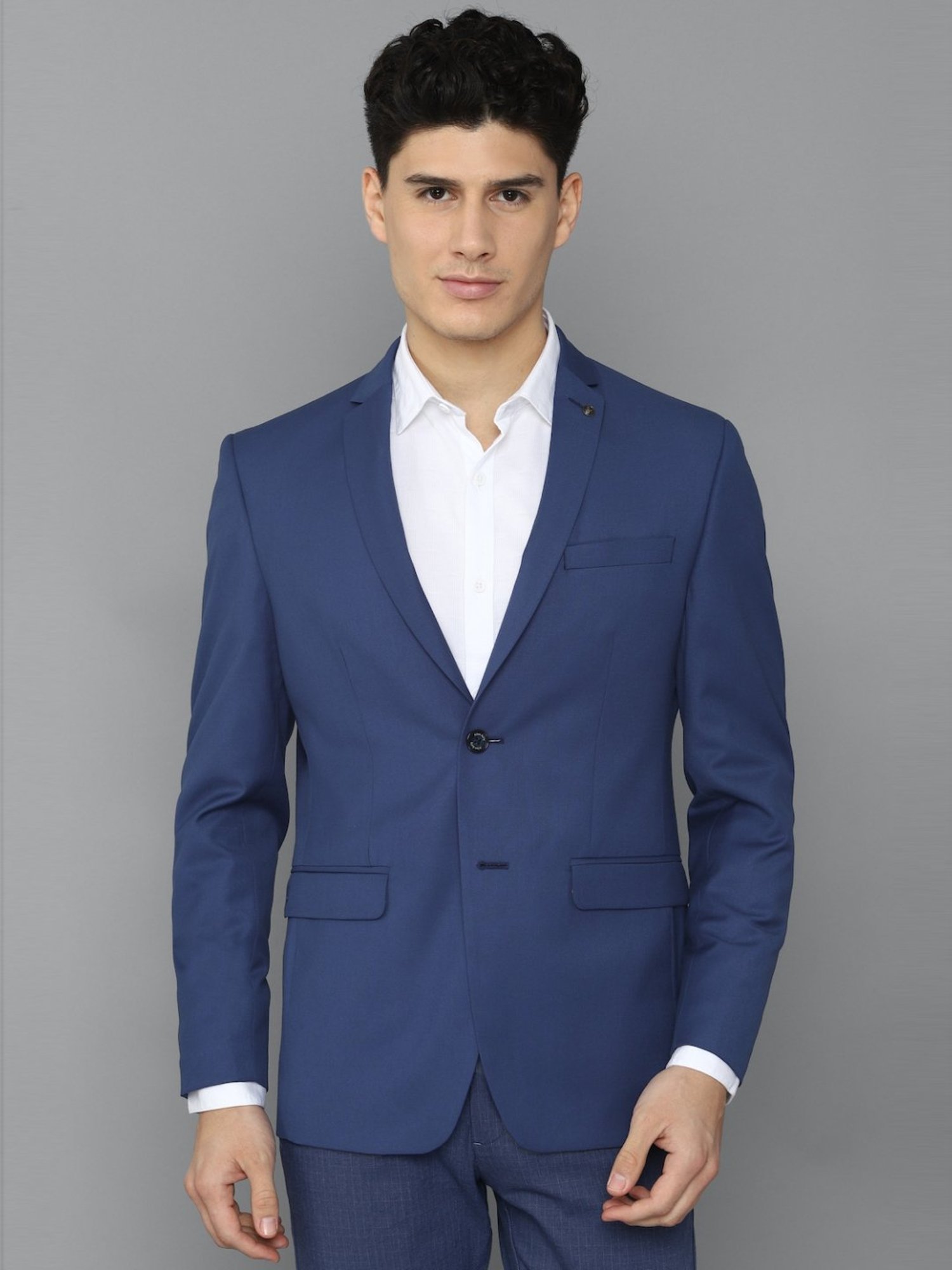 Louis Philippe Light Blue Regular Fit Blazer