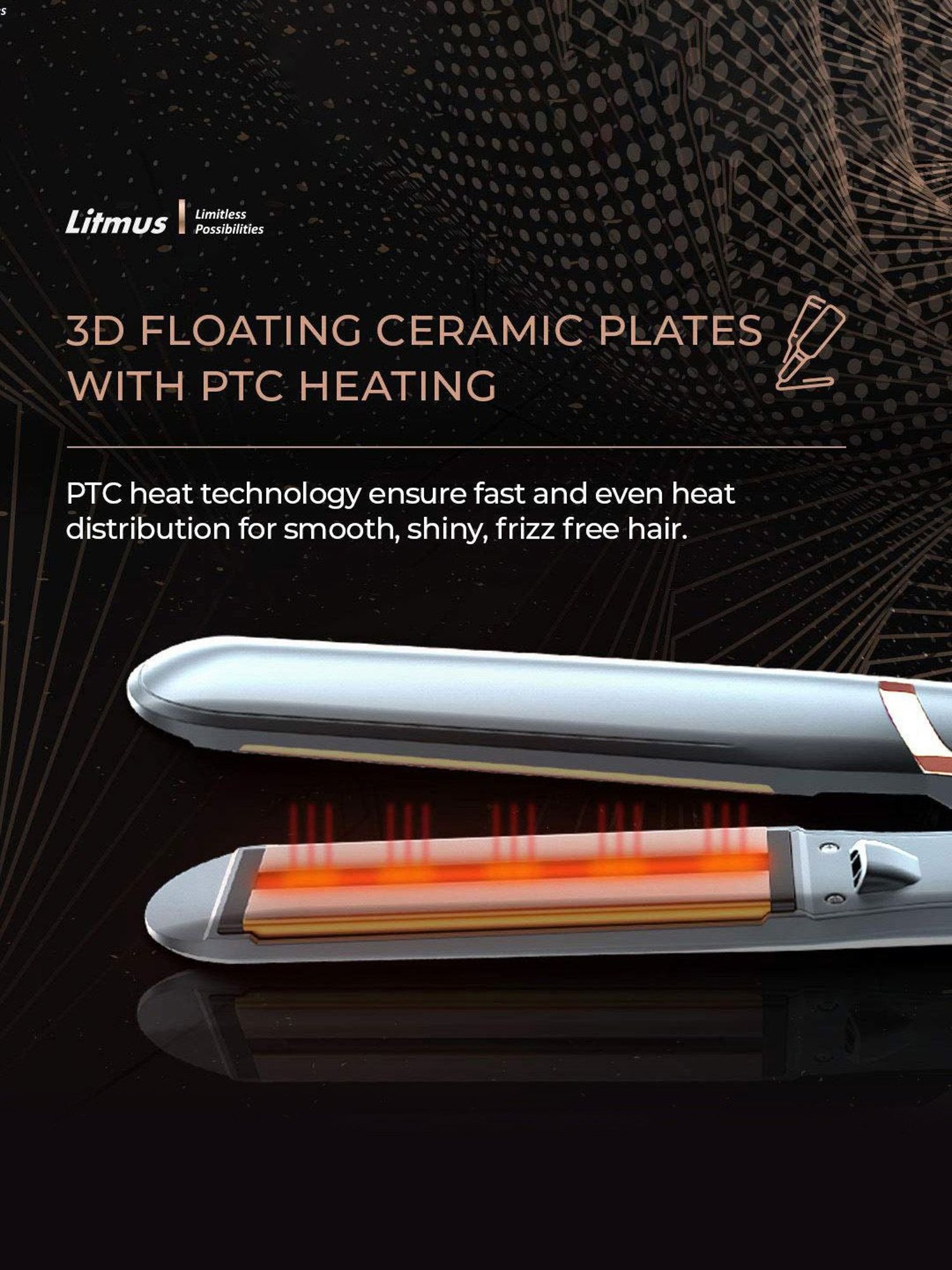 Litmus Infrared HS-69 Hair Straightener (Grey/Gold)