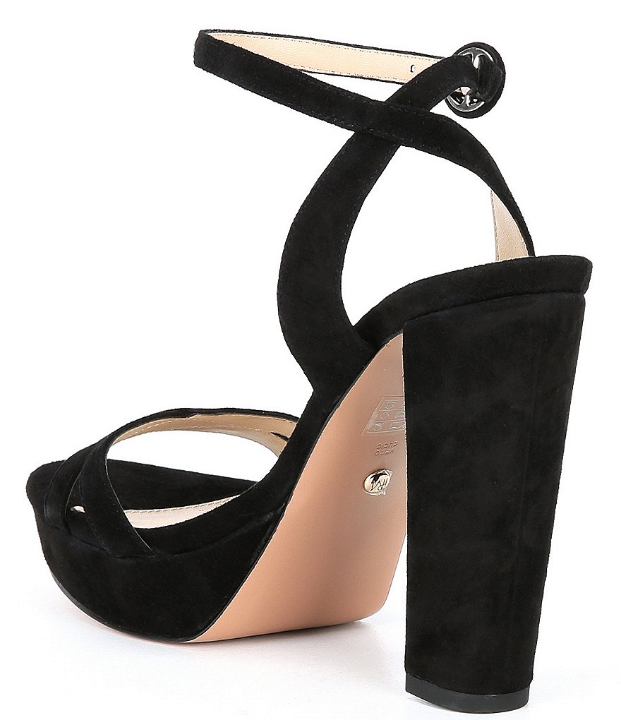 Pelle Moda Perth Suede Ankle Strap Block Heel Dress Sandals