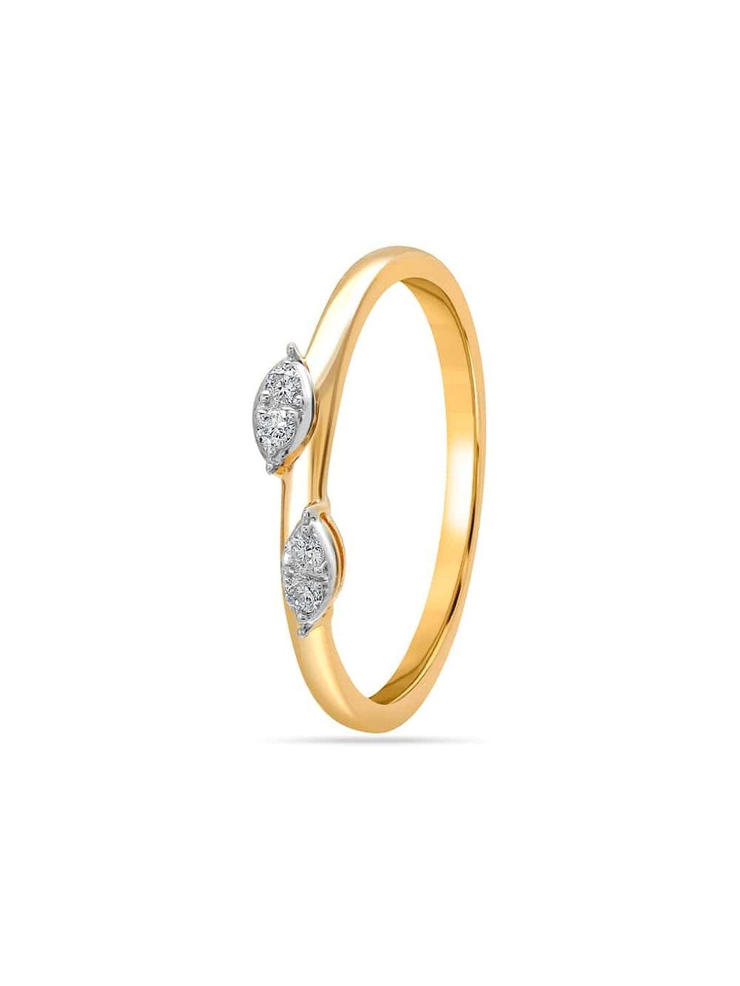 Mia By Tanishq Nature's Finest 14k Yellow Gold Minimalist Greenery Diamond Ring