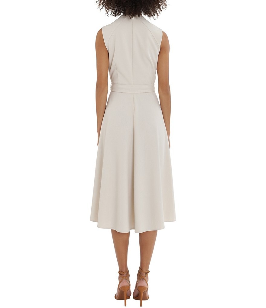 Maggy London Petite Size V-Neck Sleeveless Midi Fit & Flare Dress