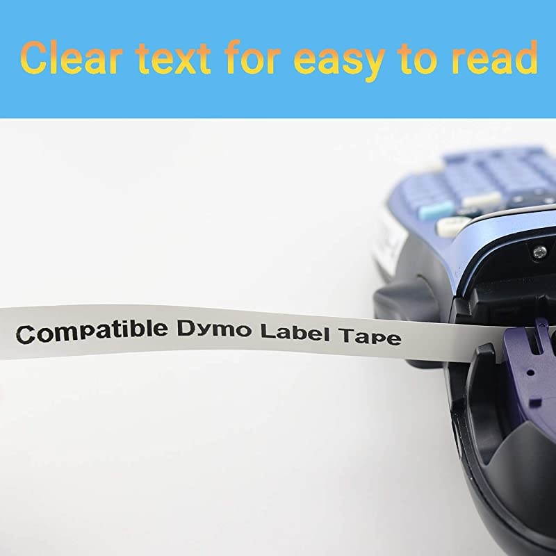 Label Tape Replacement for DYMO LetraTag Refills Plastic Label Tape 91331 91332 91333 91334 91335 for DYMO LetraTag LT-100H LT-100T QX50, 1/2 Inch x 13 Feet(12mm x 4m), 5-Pack