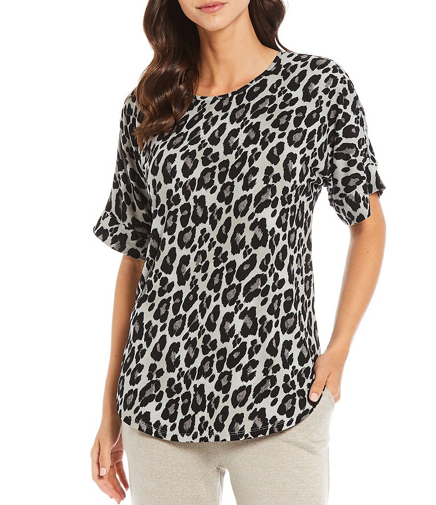 N by Natori Mirage Ombre Animal Printed Knit Lounge Top