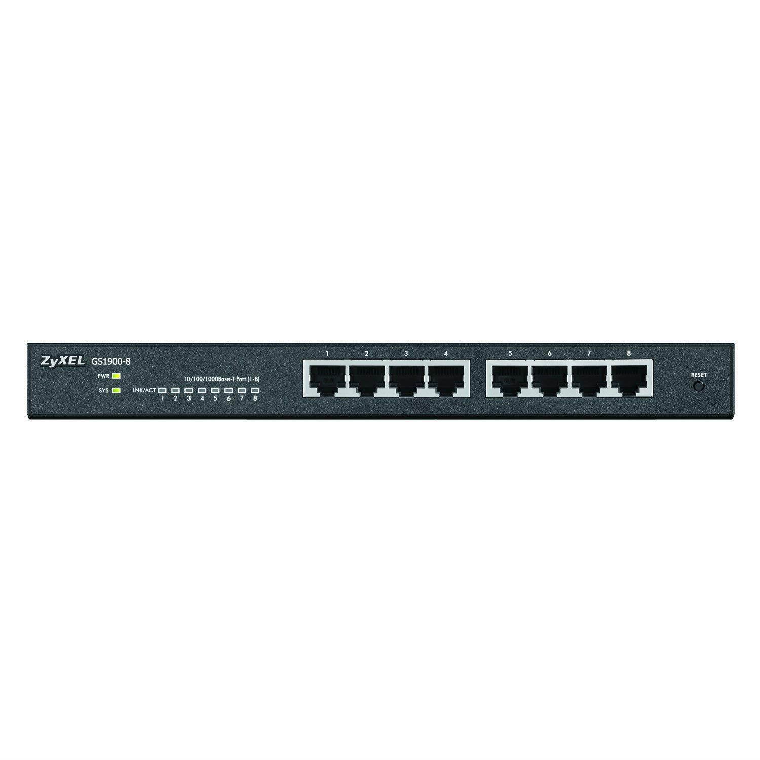 Zyxel 8-Port Gigabit Smart Managed Switch - Fanless Design - Sturdy Metal - Limited Lifetime Protection [GS1900-8]