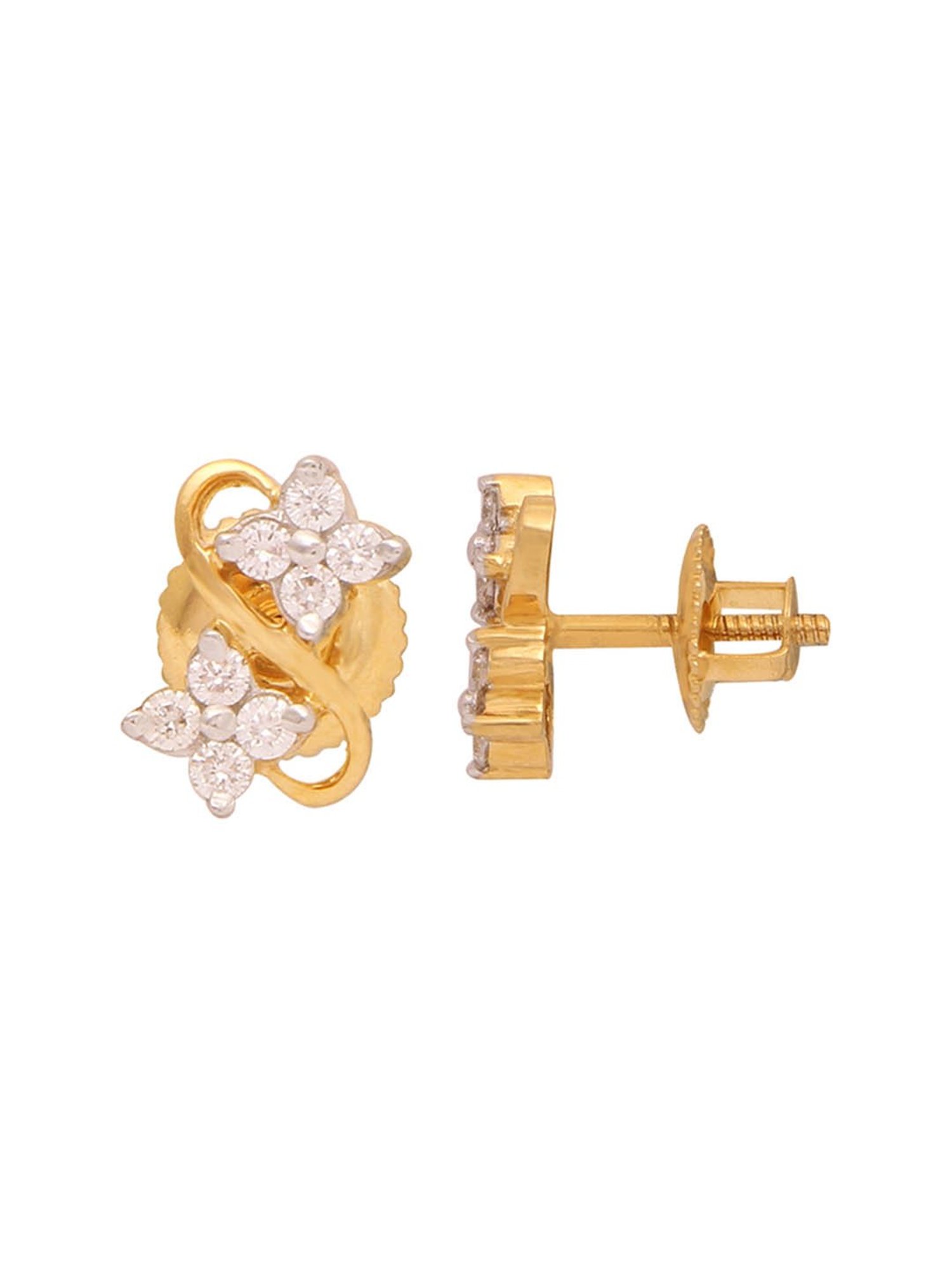 Waman Hari Pethe Jewellers 18k Gold & Diamond Earrings