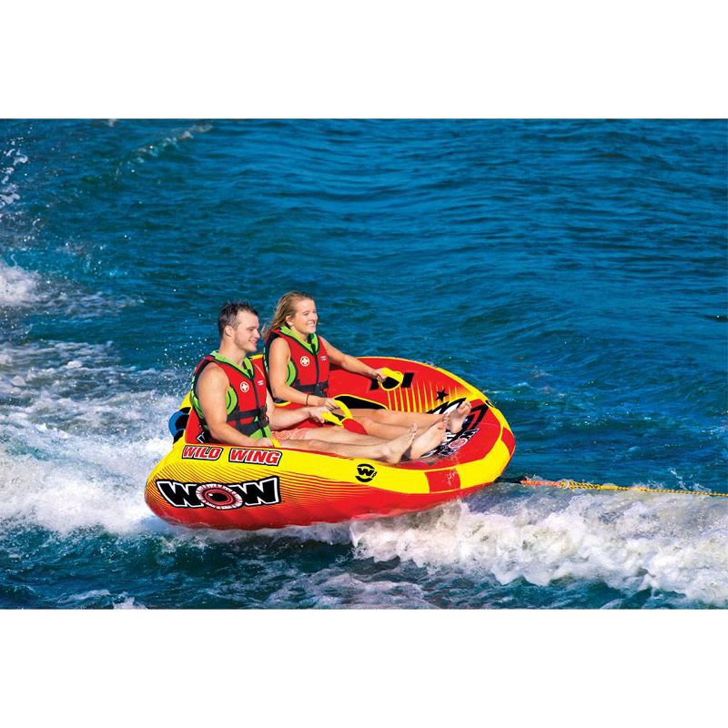 World of Watersports 18-1120 Wild Wing 2 Rider Inflatable Towable Tube, Red