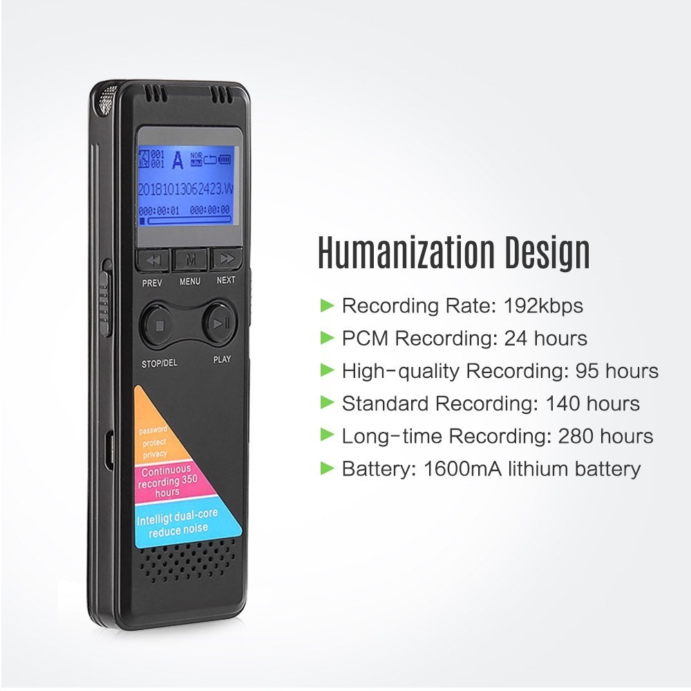 Professional Digital Voice Recorders High Definition Lossless Sound Quality Phone Recording Circulating A-B Repeating Noise Reduction Function 8GB Memory