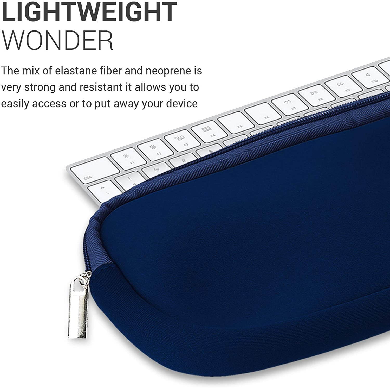 kwmobile Neoprene Pouch Compatible with Apple Magic Keyboard with Numeric Keypad - Keyboard Protector Dust Cover with Zipper - Dark Blue