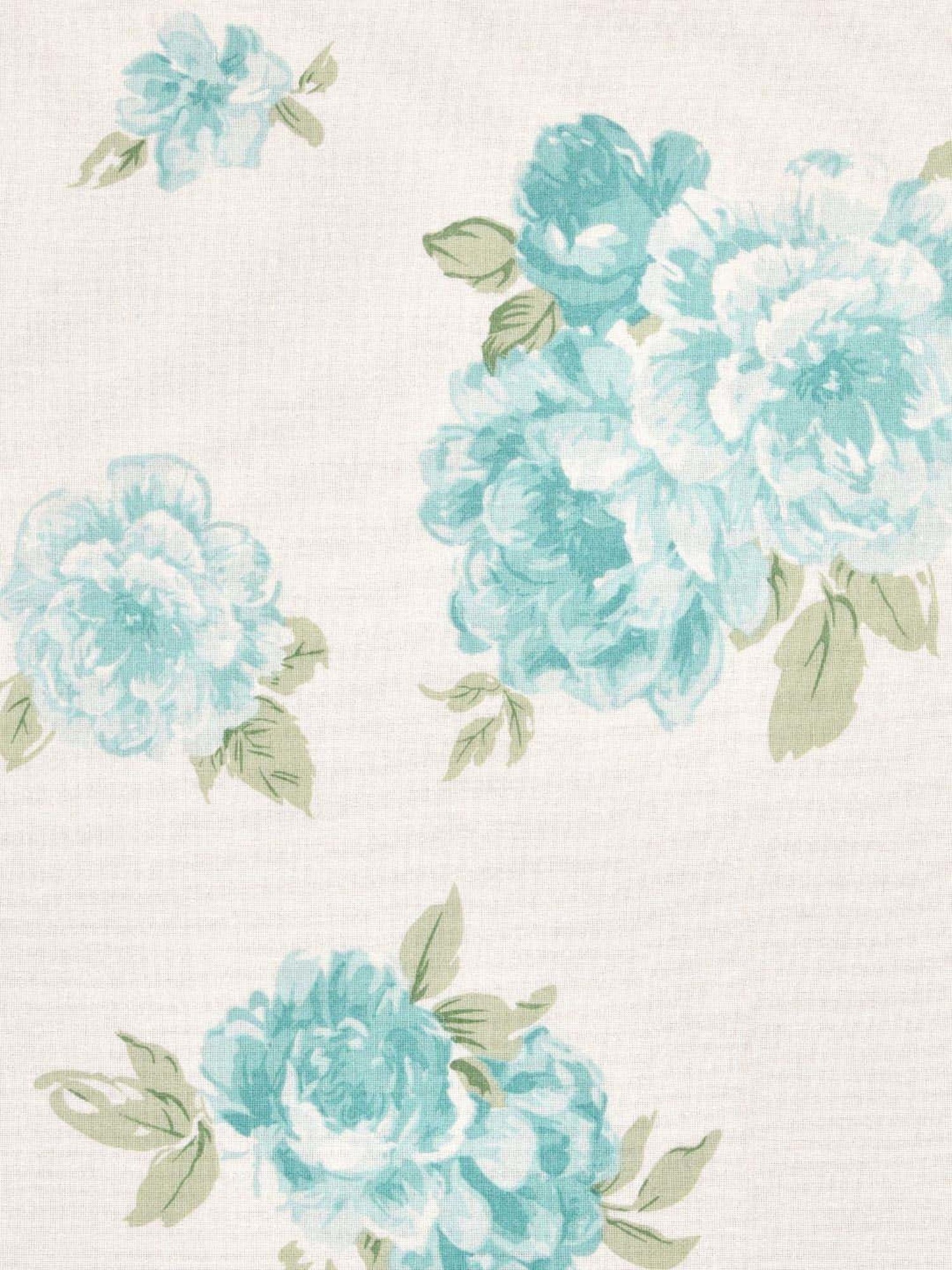 Haus & Kinder White & Teal Cotton 120 TC Petal Harmony Printed King Bedsheet with 2 Pillow Covers