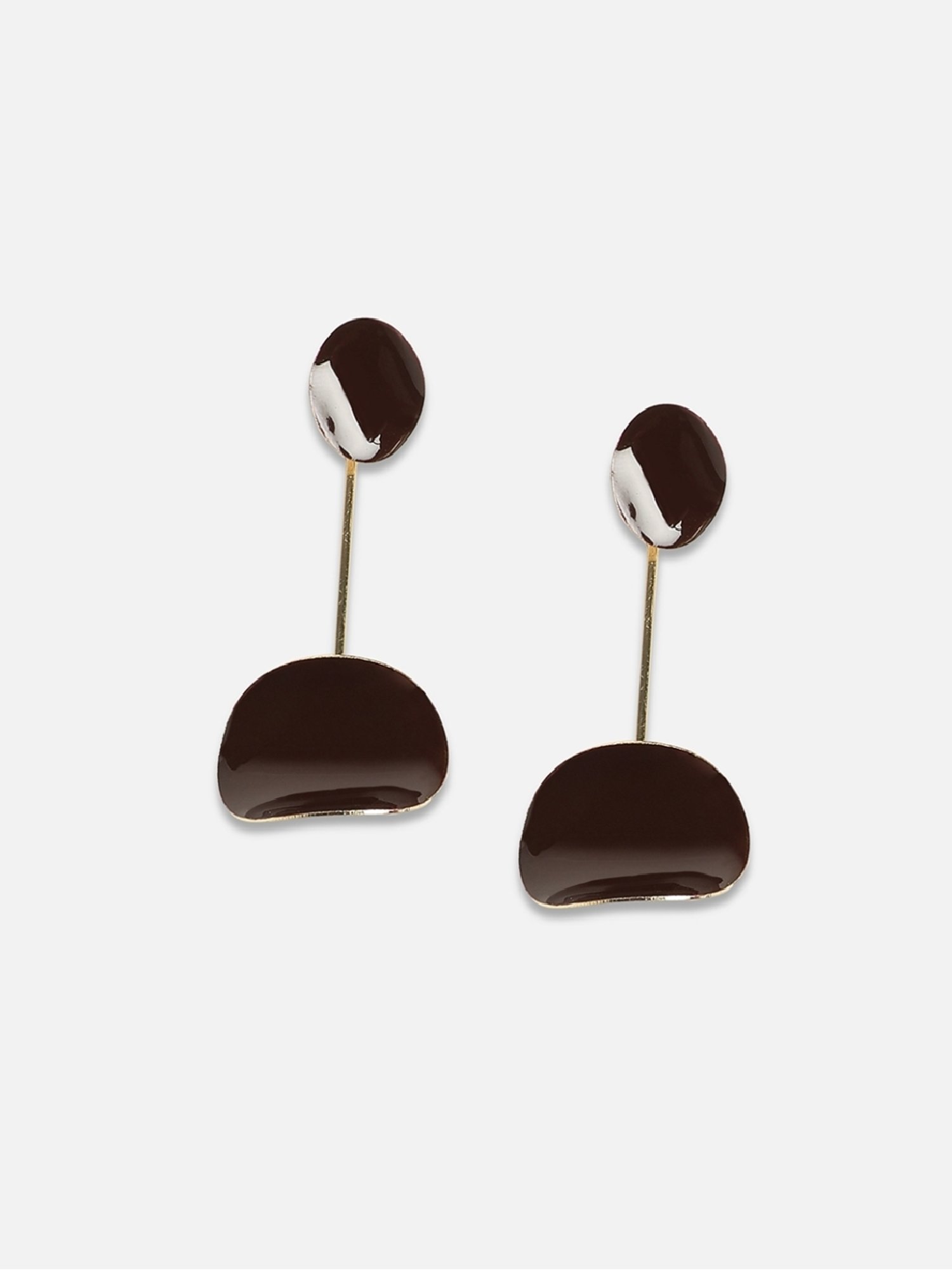 Sohi Women's Stone Charm Drop Earrings  Coffee Brown