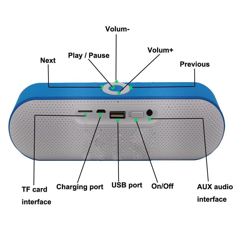 EIGIIS Waterproof Bluetooth Portable Wireless Speaker Build-in Microphone Pill (Silver)