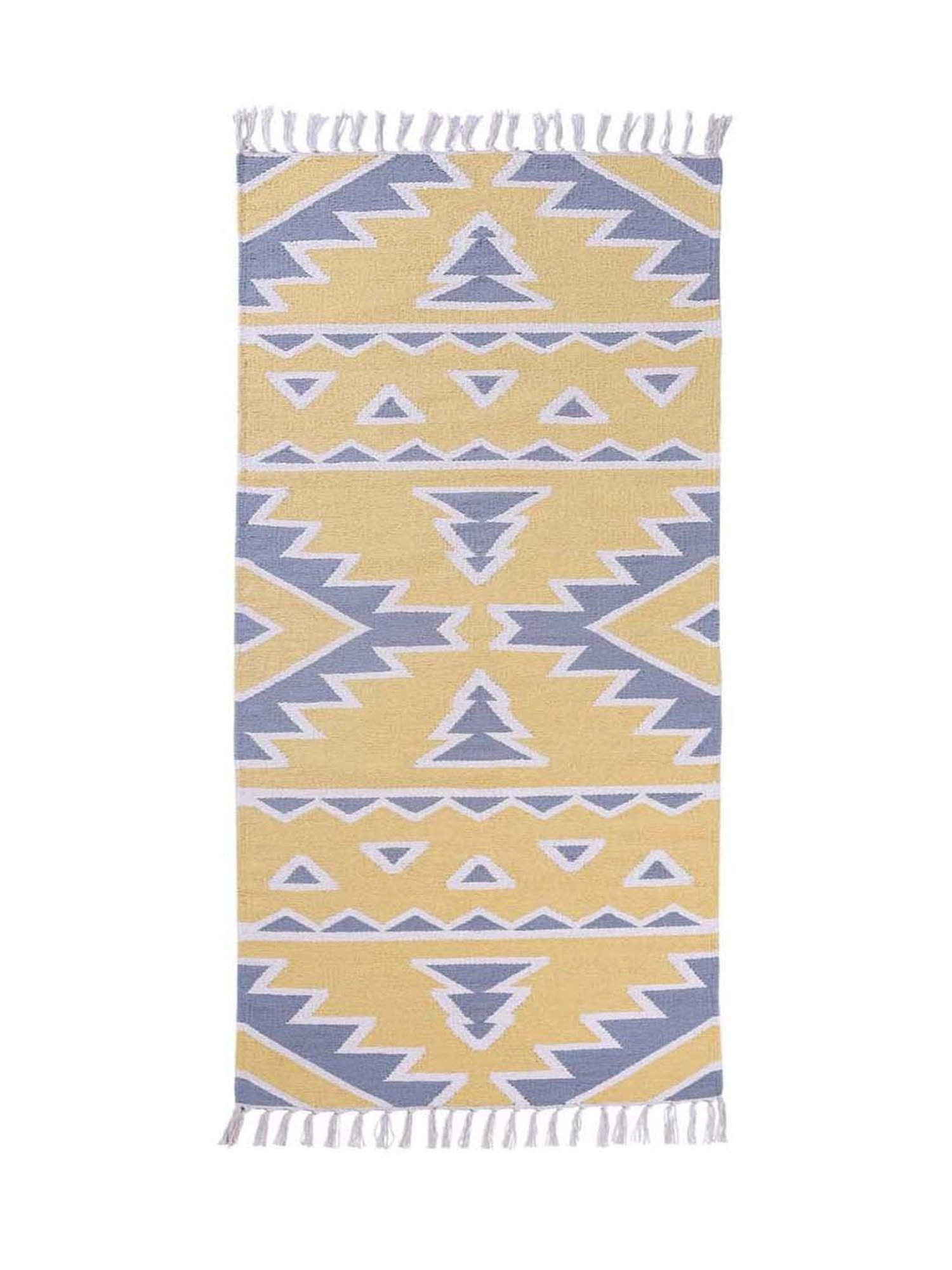 Pequra Yellow & Blue Cotton Floor Covering Arka Runner Rug