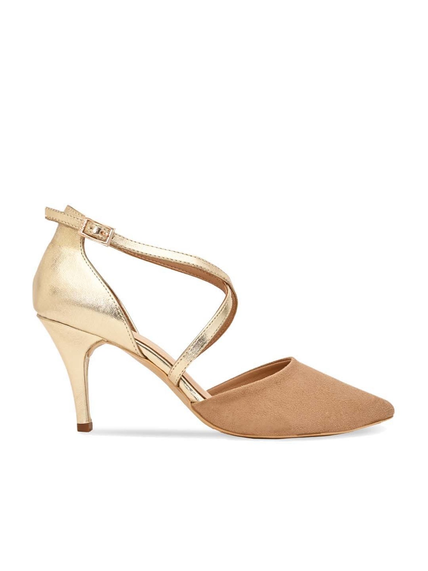 Rocia by Regal Women's Beige Ankle Strap Stilettos