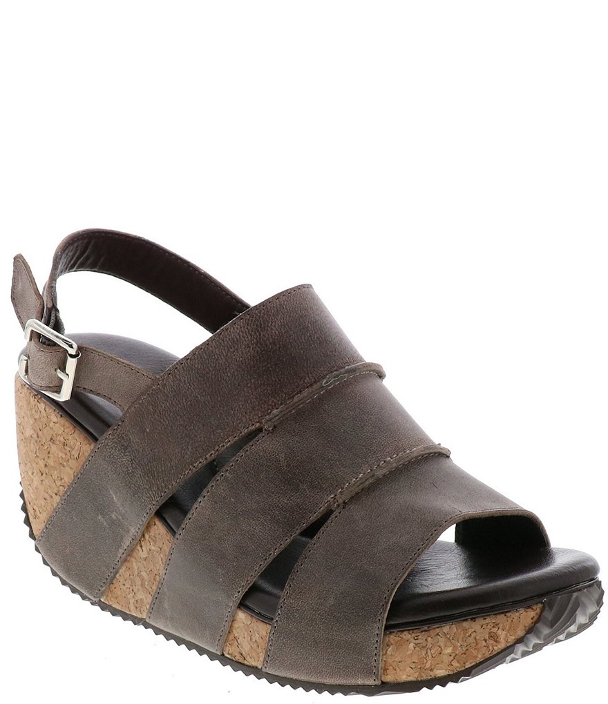 Volatile Robeline Cut Out Slingback Leather Cork Wedges