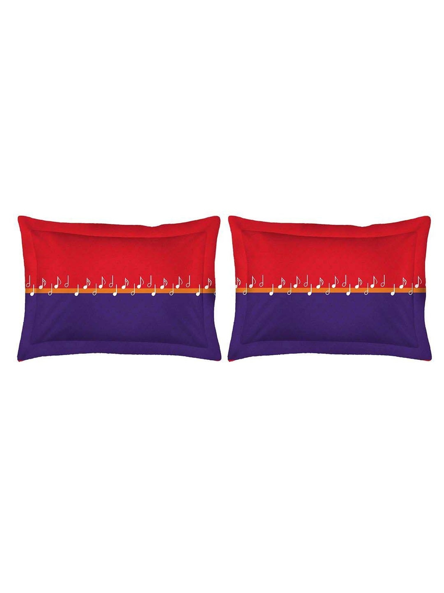 Boutique Living Musically Yours Red & Blue Cotton 140 TC King Size Bed Sheet with Pillow Cover