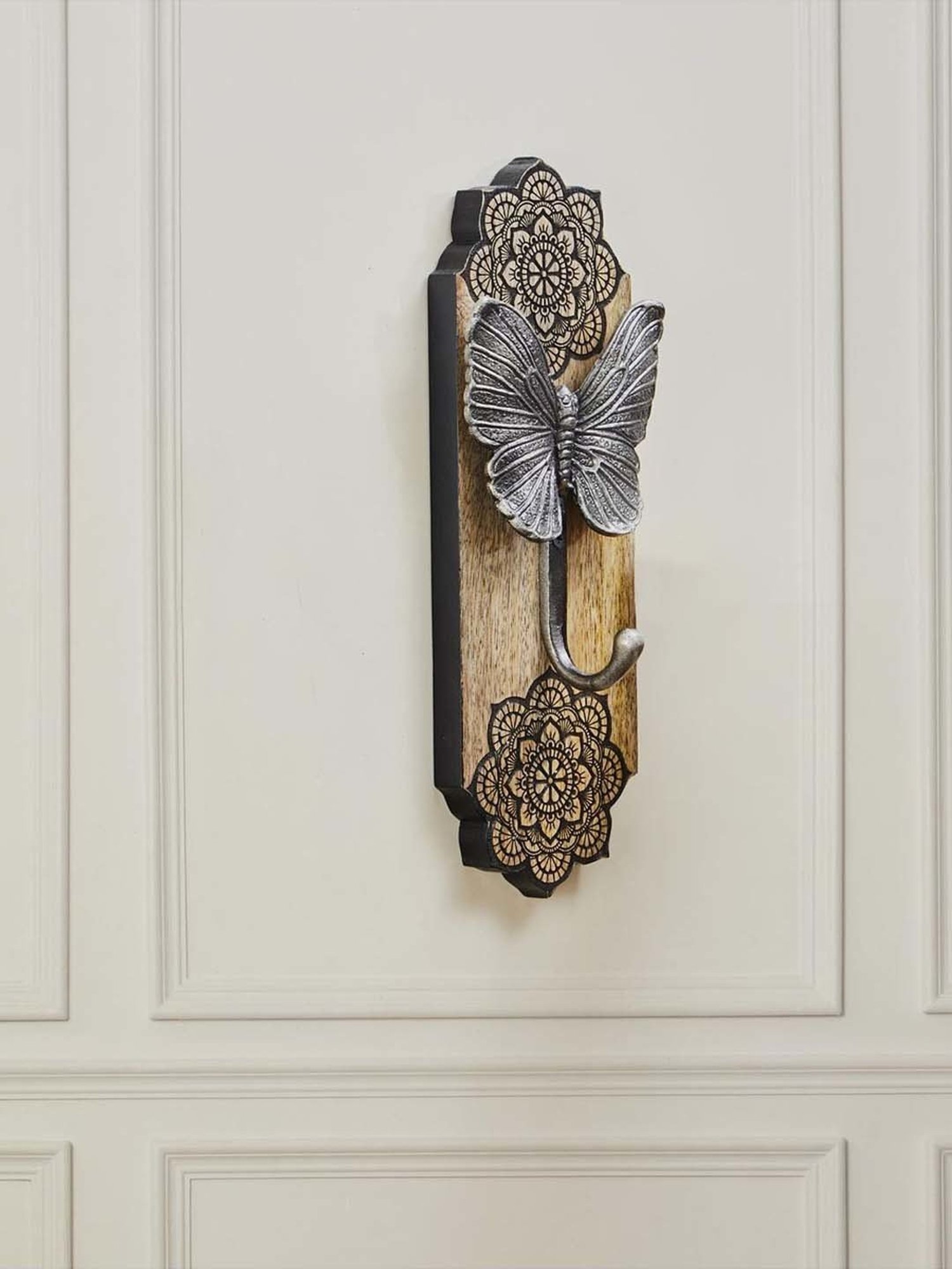 Fabindia Home Shalimaar Brown Wood Butterfly Wall Hook