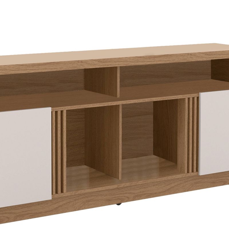 Wooden Entertainment 4 Open Shelves TV Stand for TVs up to 70" White/Brown - The Urban Port