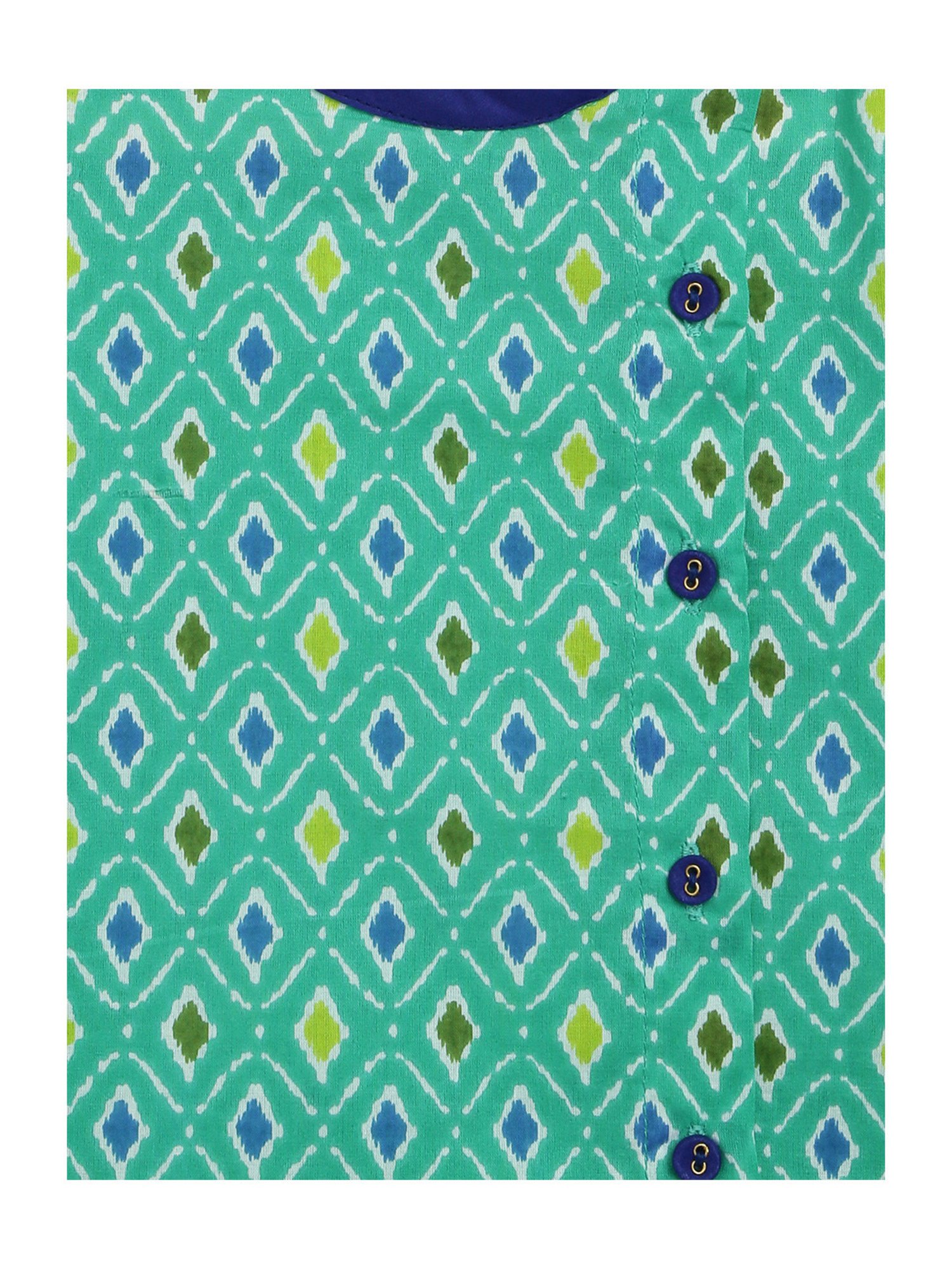 Campana Kids Teal & Royal Blue Printed Full Sleeves Kurta with Dhoti