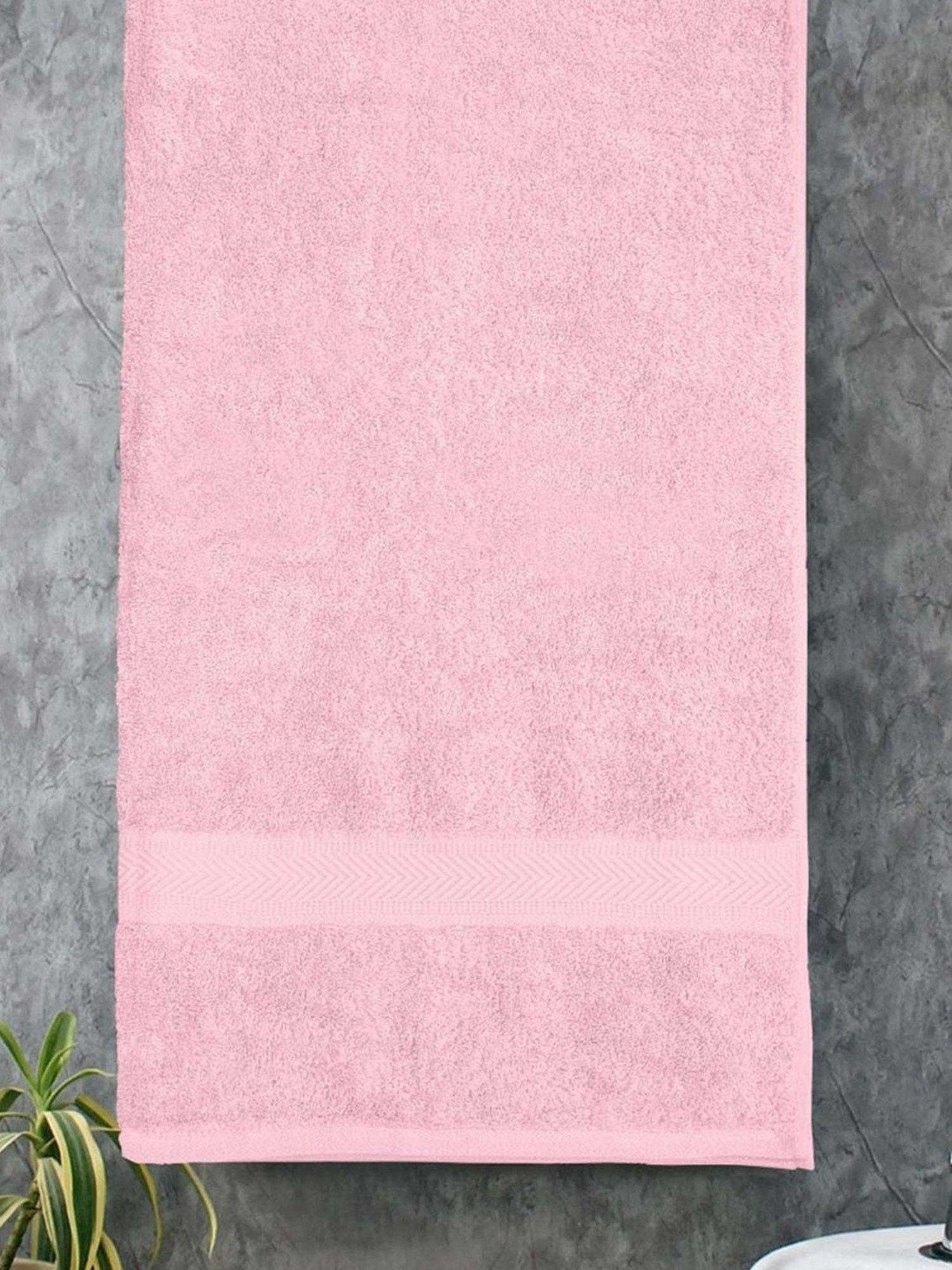 Haus & Kinder Self Pink & Lilac 500 GSM Cotton Bath Towel - Set of 2