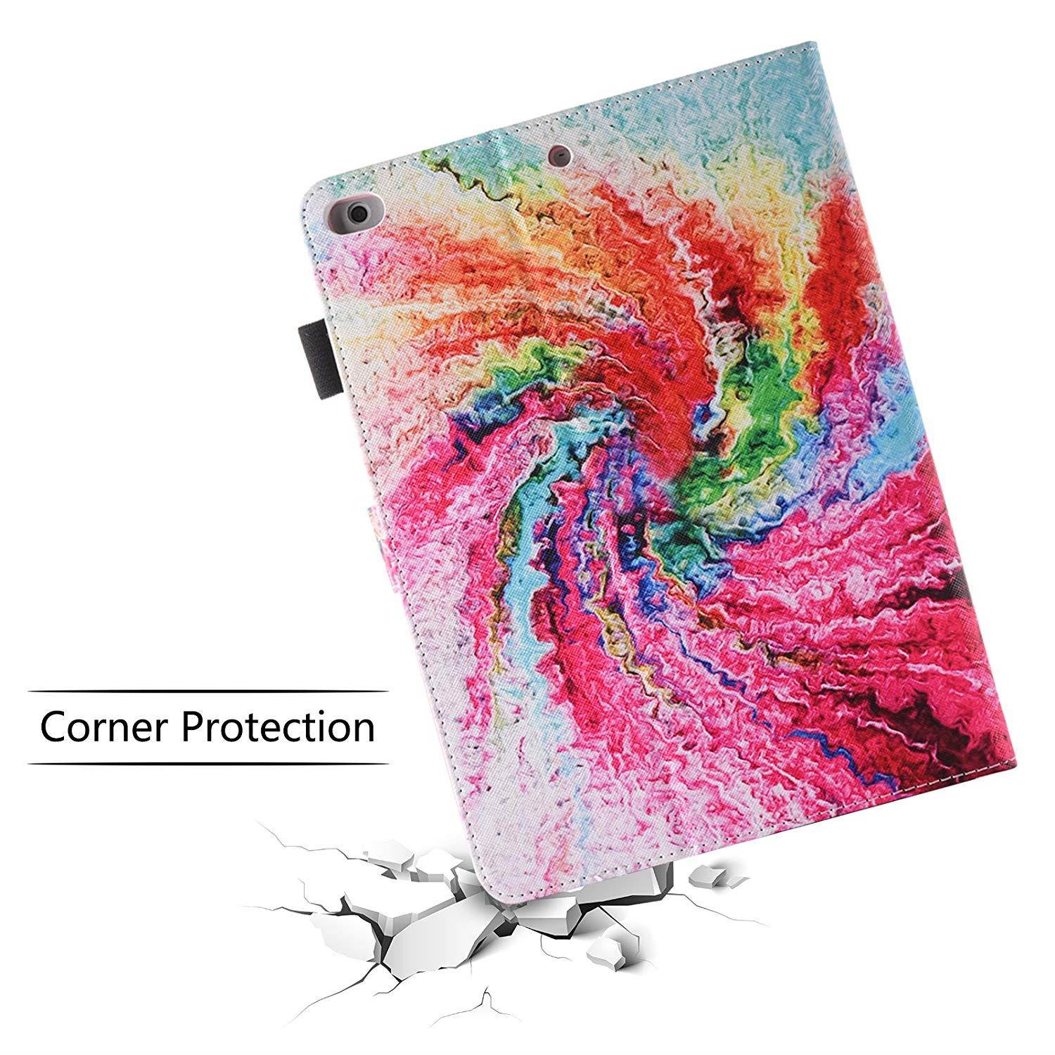 iPad 2018 2017 9.7 Inch Case/iPad Air 2 Case/iPad Air Case,Dteck PU Leather Smart Multi-Angle Stand Protective Cover Auto Wake/Sleep Feature Case for iPad 2017 2018 9.7 Inch,iPad Air 1 2,Rainbow Cake
