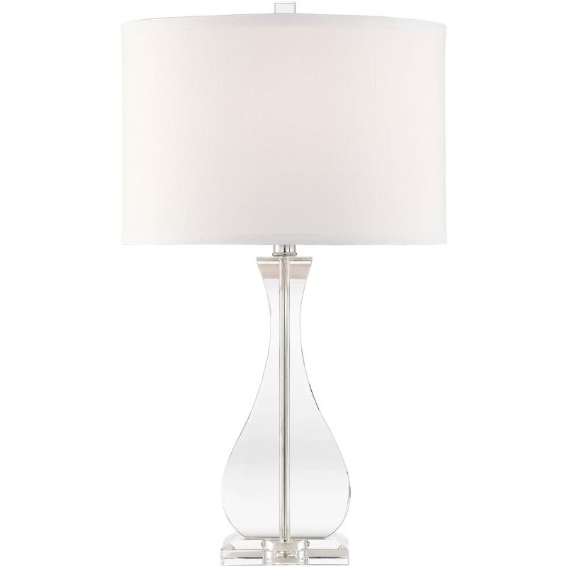 Vienna Full Spectrum Modern Table Lamp Crystal Vase White Fabric Drum Shade for Living Room Bedroom Bedside Nightstand Family