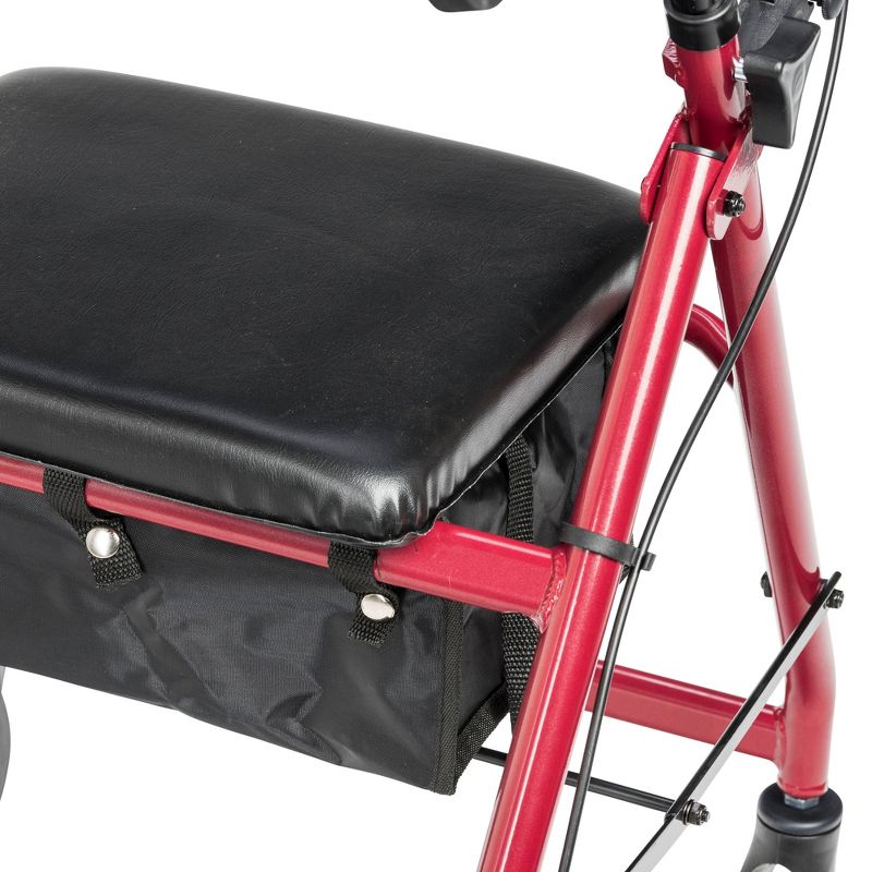 Drive Medical Aluminum Rollator with Fold Up and Removable Back Support and Padded Seat, Red