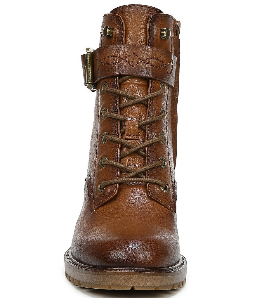 Zodiac Gemma Leather Buckle Strap Detail Lug Sole Block Heel Combat Booties