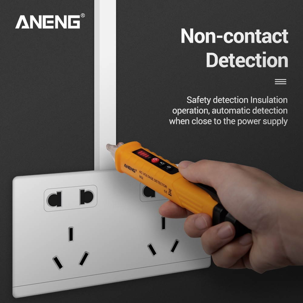 ANENG VD802 Non-contact AC Voltage Detector Tester Meter 12V-1000v Pen Style Electric Indicator LED Outlet Voltage Dectetor Sensor Wit