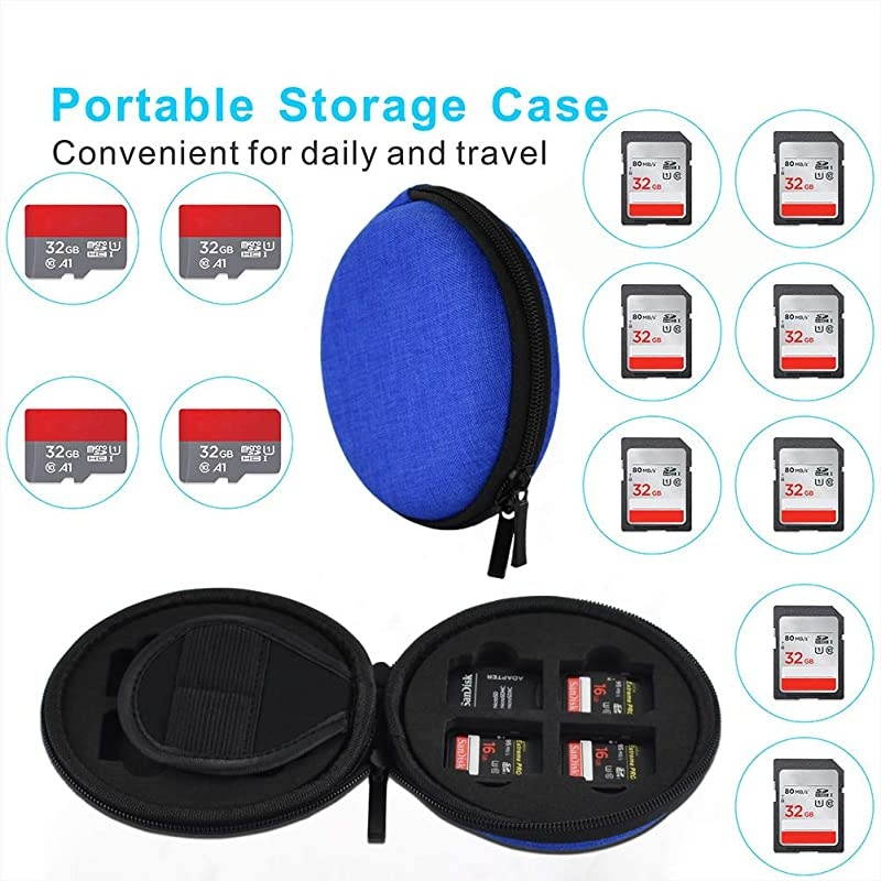 Card Holder Shockproof Stress Resistant Card Case Organizer with 12 Card Slots for Cards TF Cards Blue