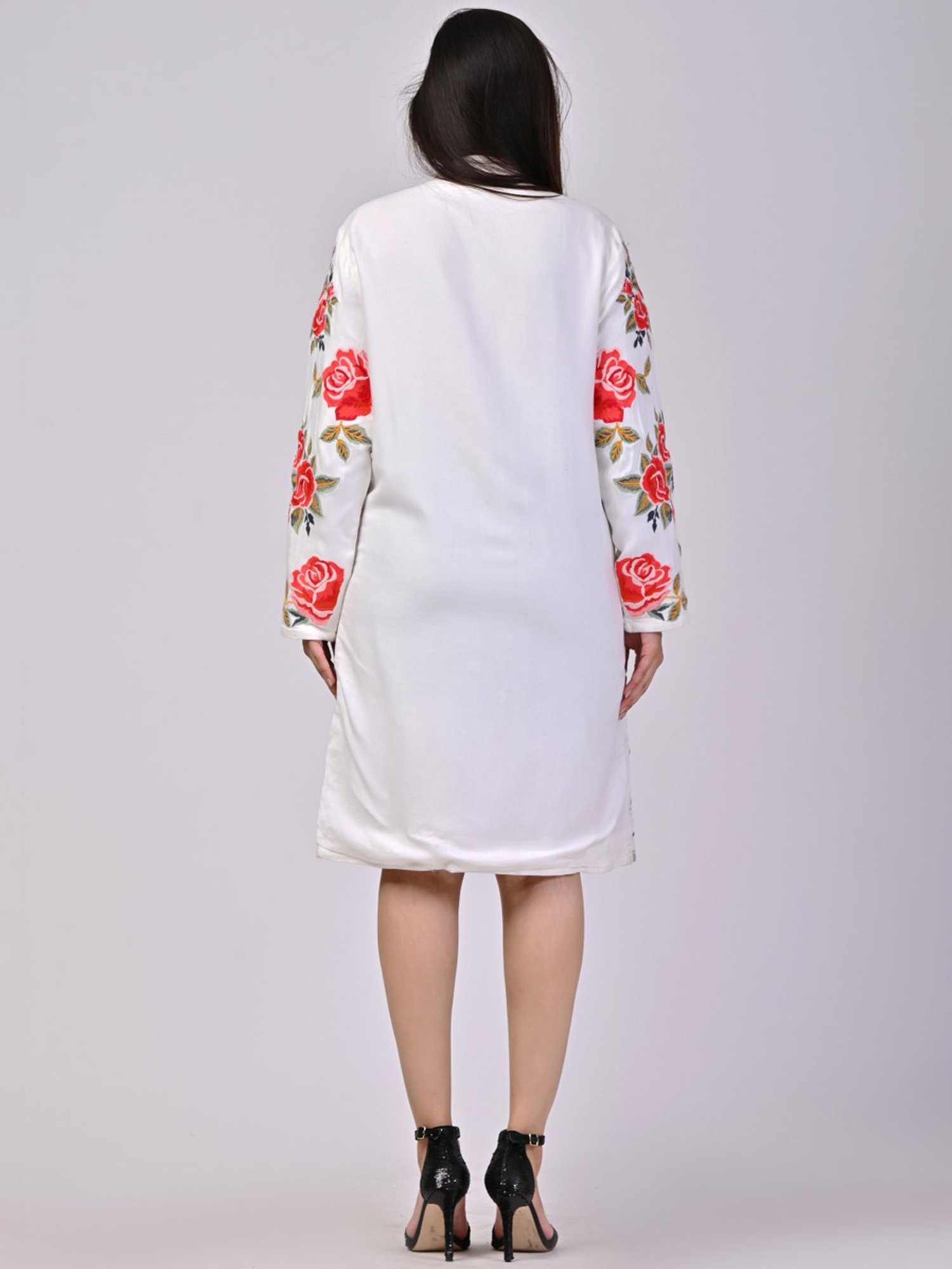 Zolo Label White Cotton Embroidered Jacket