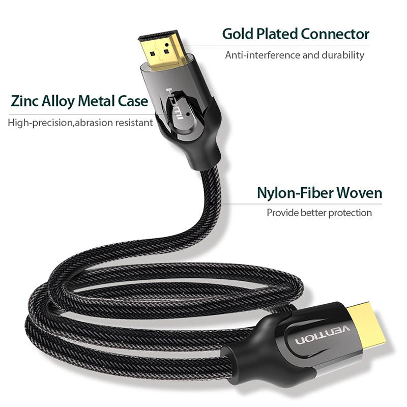 Vention HDMI Cable 6ft,Super Speed HDMI 2.0 Cable Male to Male  Support 4K 3D 1080P, Ethernet and Audio Return Channel,with Gold Plated and Nylon Braided for PS3 PS4 Xbox Blu-Ray
