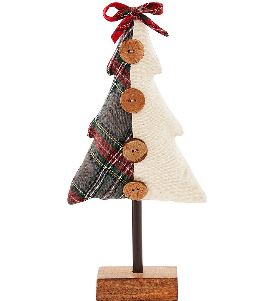 Mud Pie Classic Christmas Collection Assorted Fabric Tartan Plaid Christmas Tree Sitter