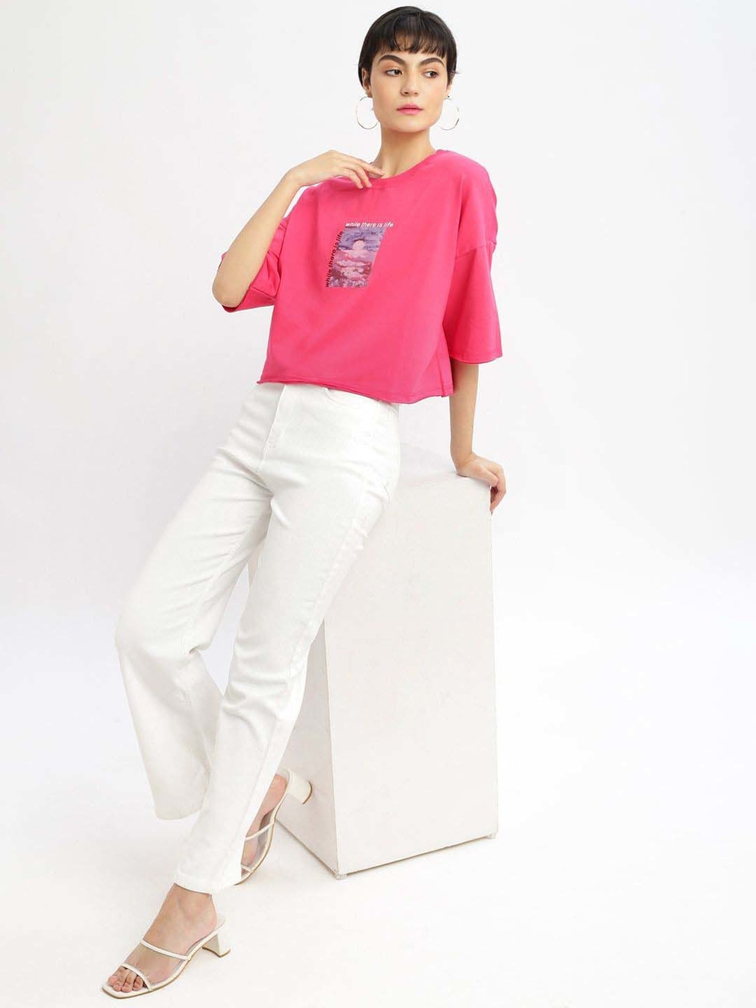 SHOWOFF Pink Cotton Printed T-Shirt