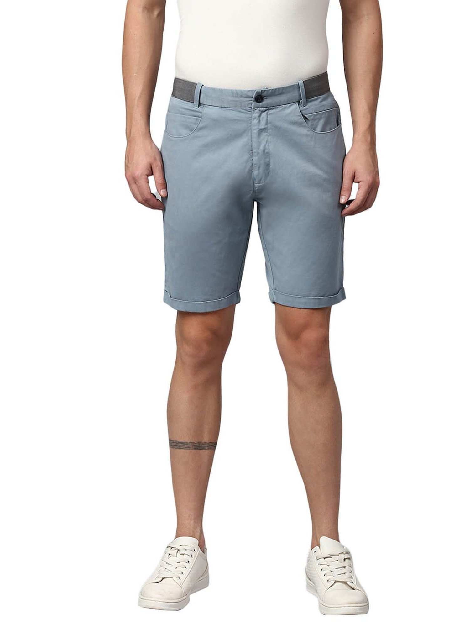 Slowave Light Blue Regular Fit Shorts
